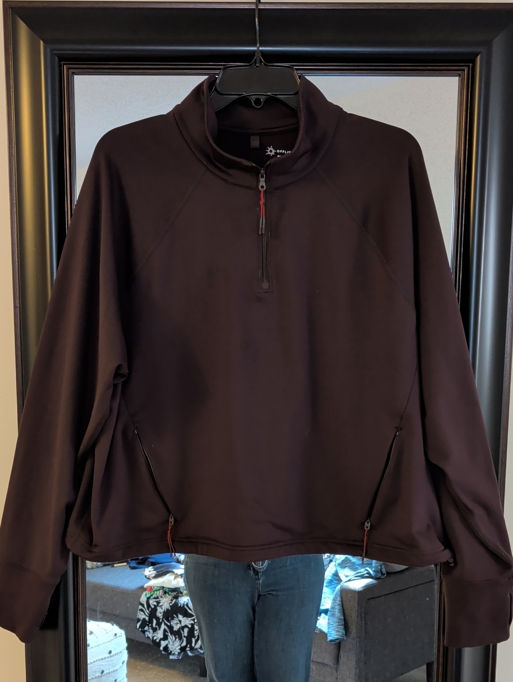 Offline By Aerie  Chocolate Brown Performance-Zip Pull Over